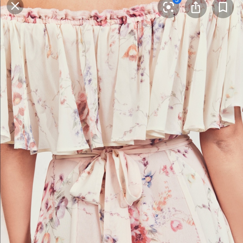 Love shack fancy Evelyn off shoulder flounce dress - Picture 1 of 7